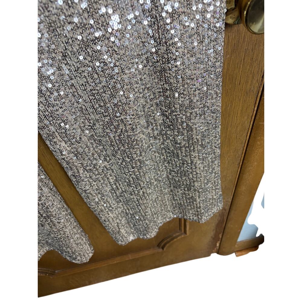 NWT Aakaa Women's Silver Sequin Lined Wide Leg Pants L Glam Holiday Party Disco - Picture 3 of 9